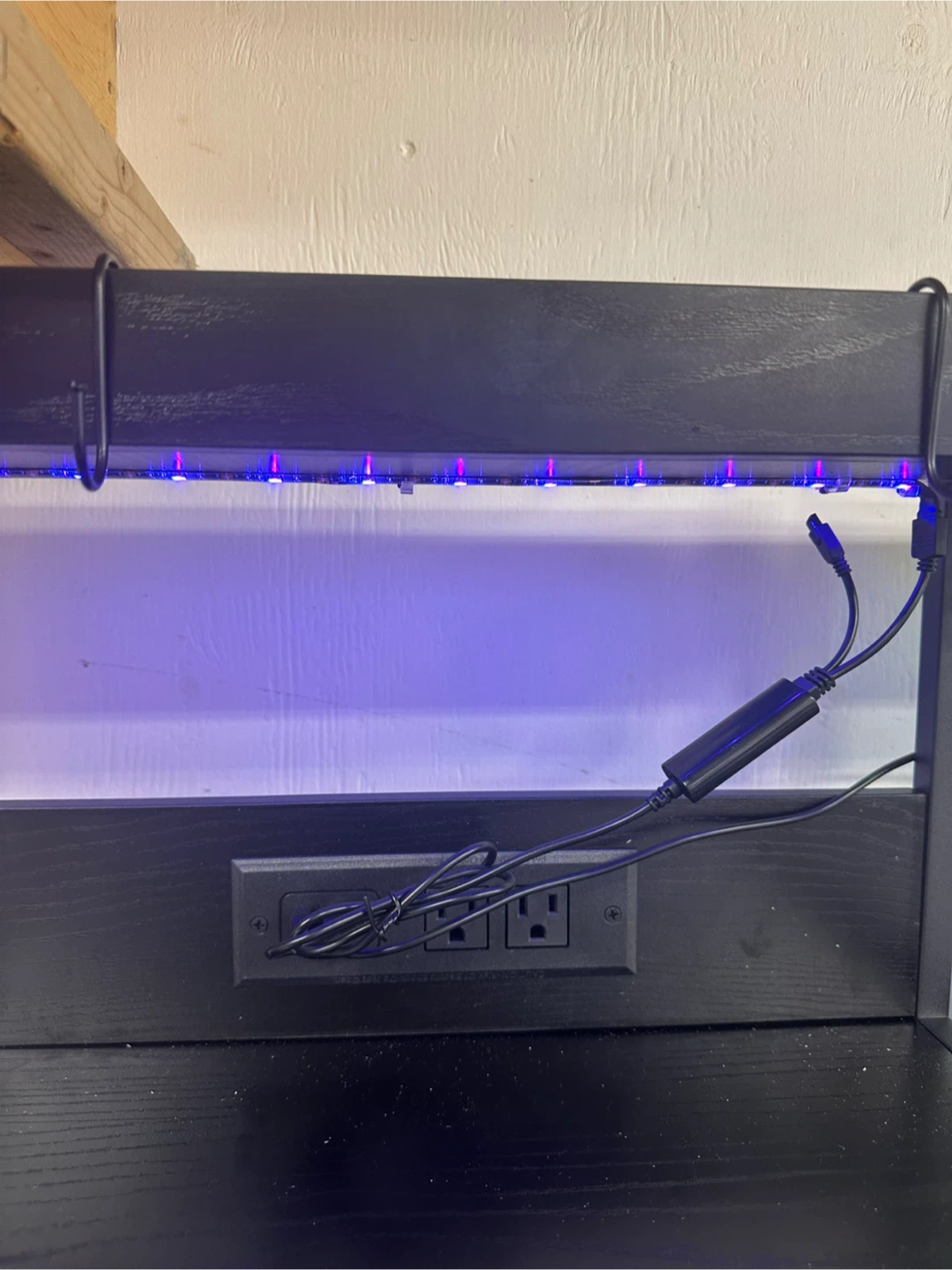 Black Nightstands with LED Light & USB Ports - Pair - photo 5