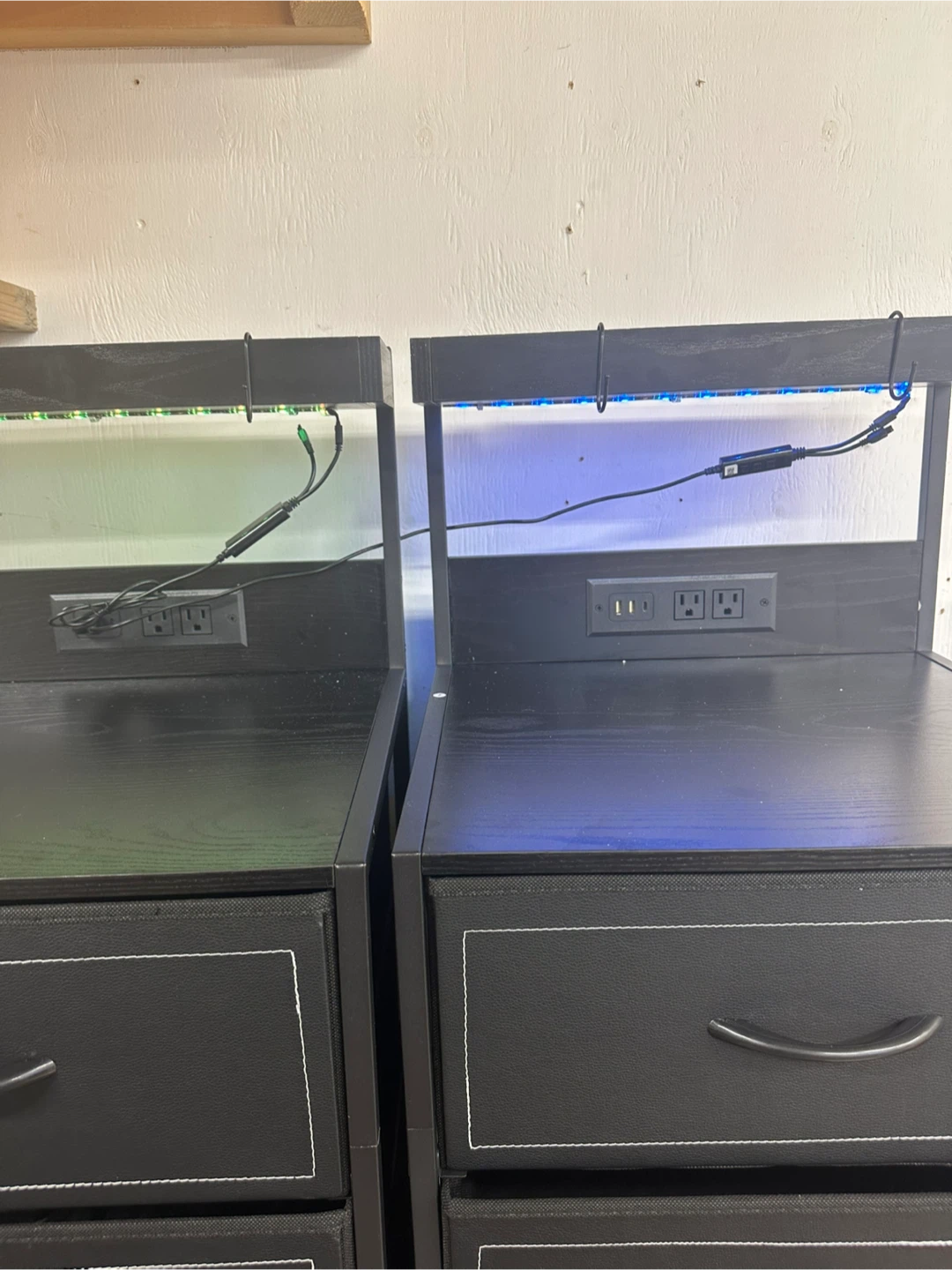 Black Nightstands with LED Light & USB Ports - Pair - photo 4