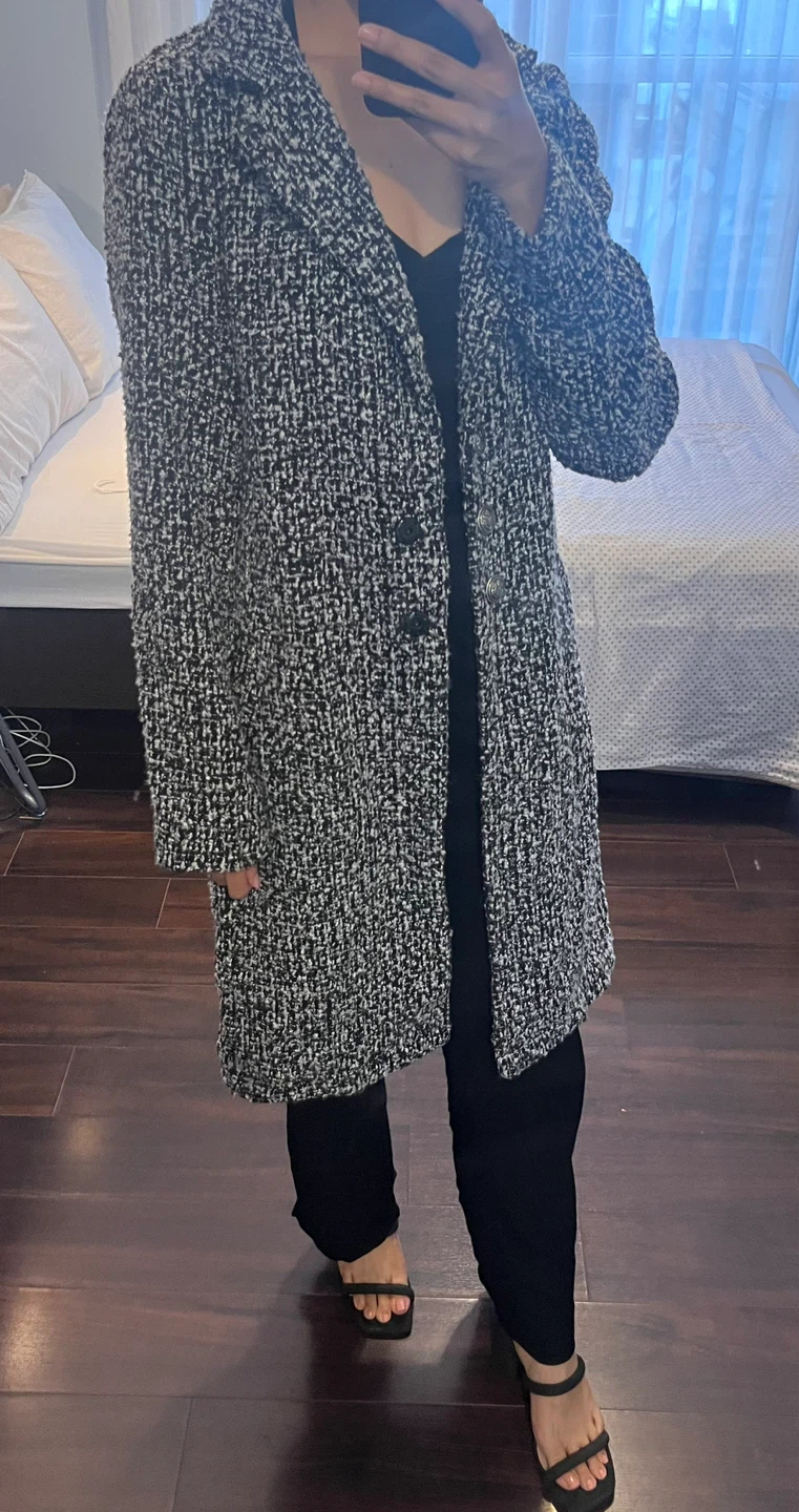 New Look - Black/Grey Textured Coat – Size Small - photo 2