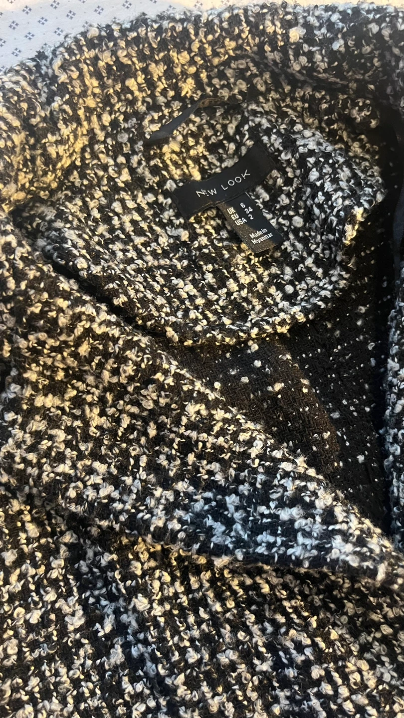 New Look - Black/Grey Textured Coat – Size Small - photo 4