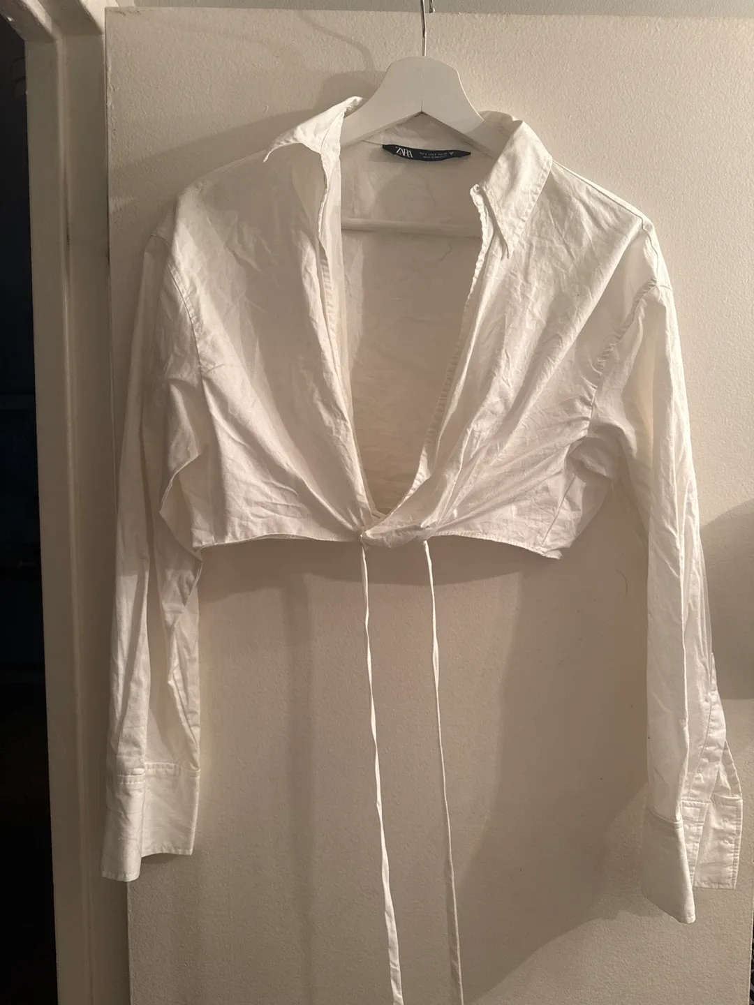 Zara White Tie-Front Blouse - Size S thumbnail