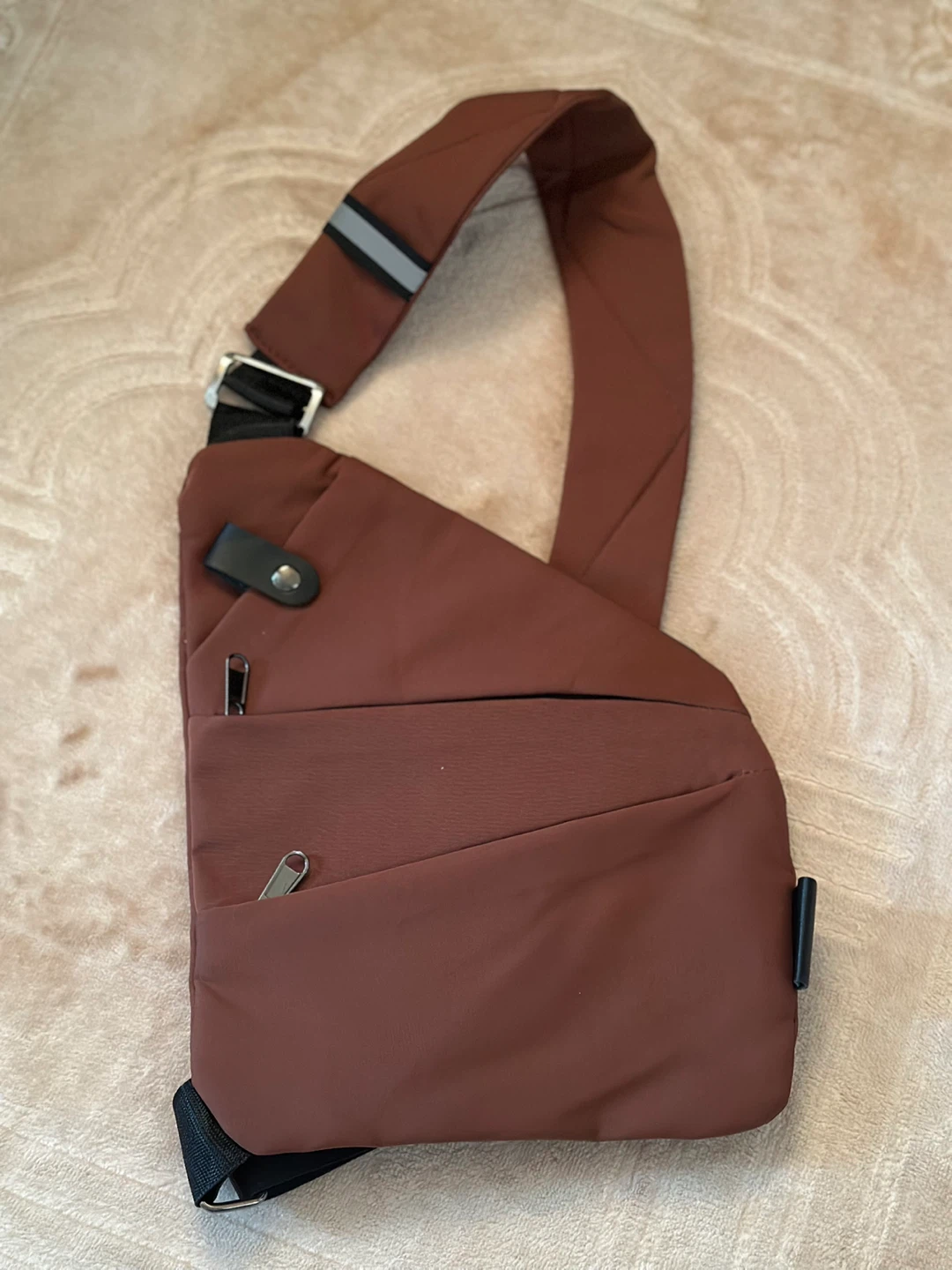 Unisex Brown sling slim crossbody bag waterproof