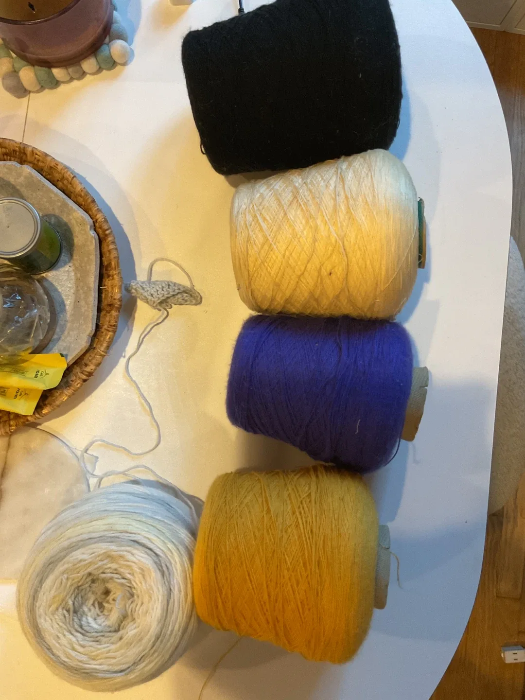 Yarn Bundle - Black, Yellow, Purple, Ombre