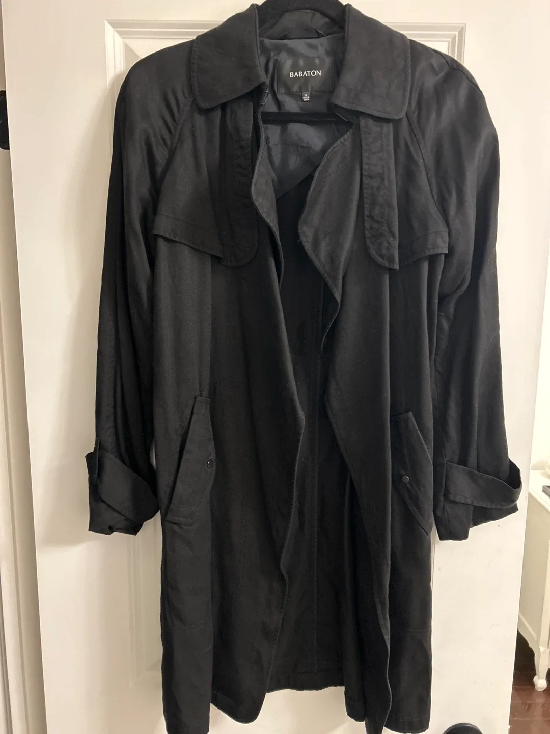Babaton Black Trench Coat - Size XS thumbnail