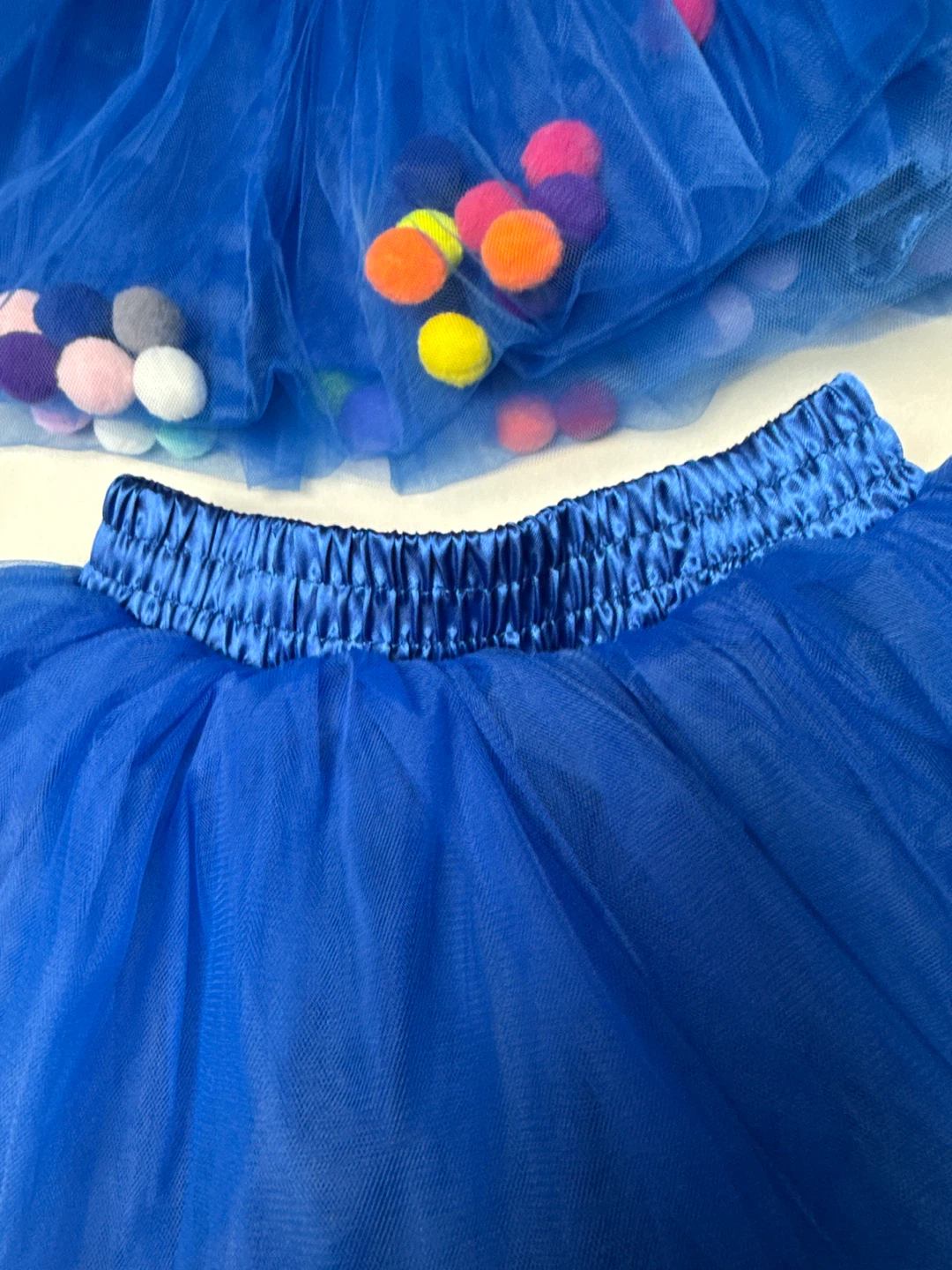 2 Toddler Blue Tulle Tutu Pom Pom Skirt - Size L - photo 2