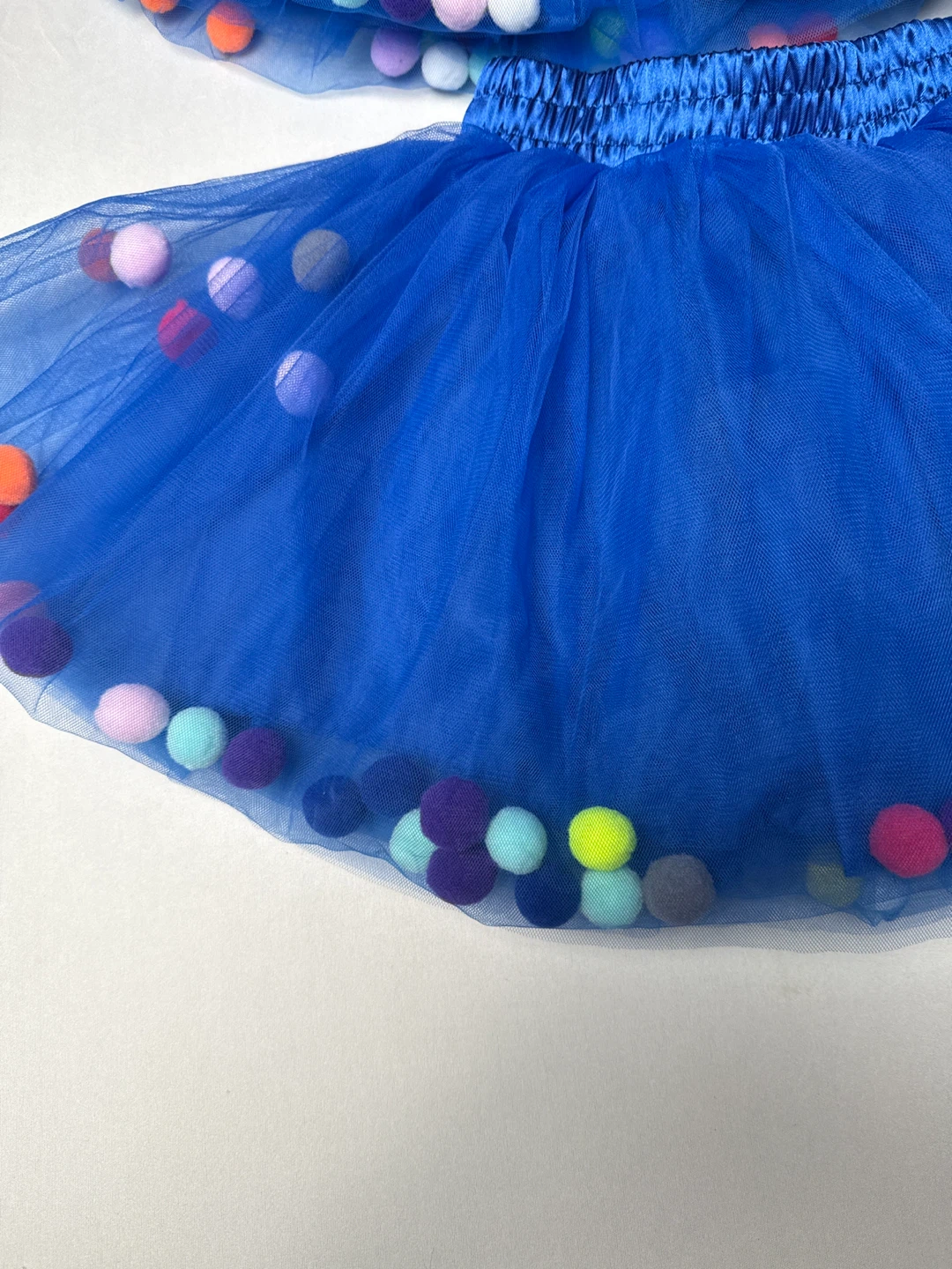 2 Toddler Blue Tulle Tutu Pom Pom Skirt - Size L - photo 3