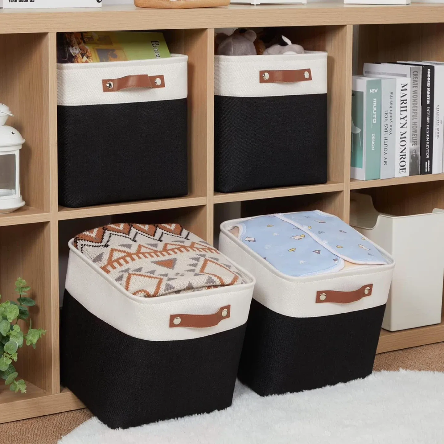 Brand new Foldable fabric Storage Basket set of 4 thumbnail
