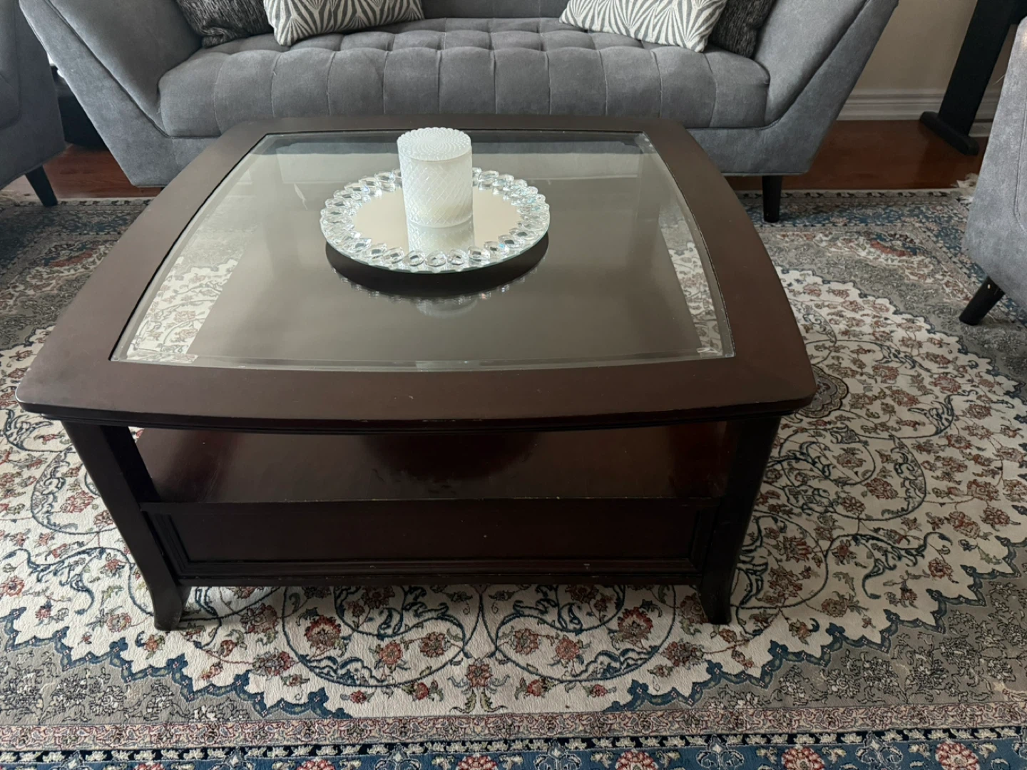 Dark Wood Nesting Tables & Coffee Table Set