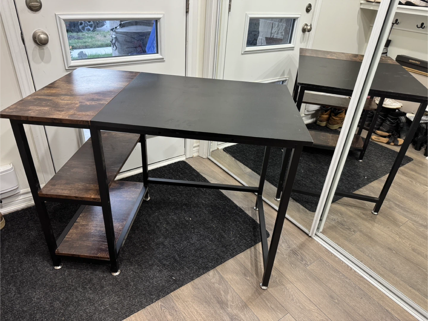 Black & Brown Desk with Shelves - photo 2