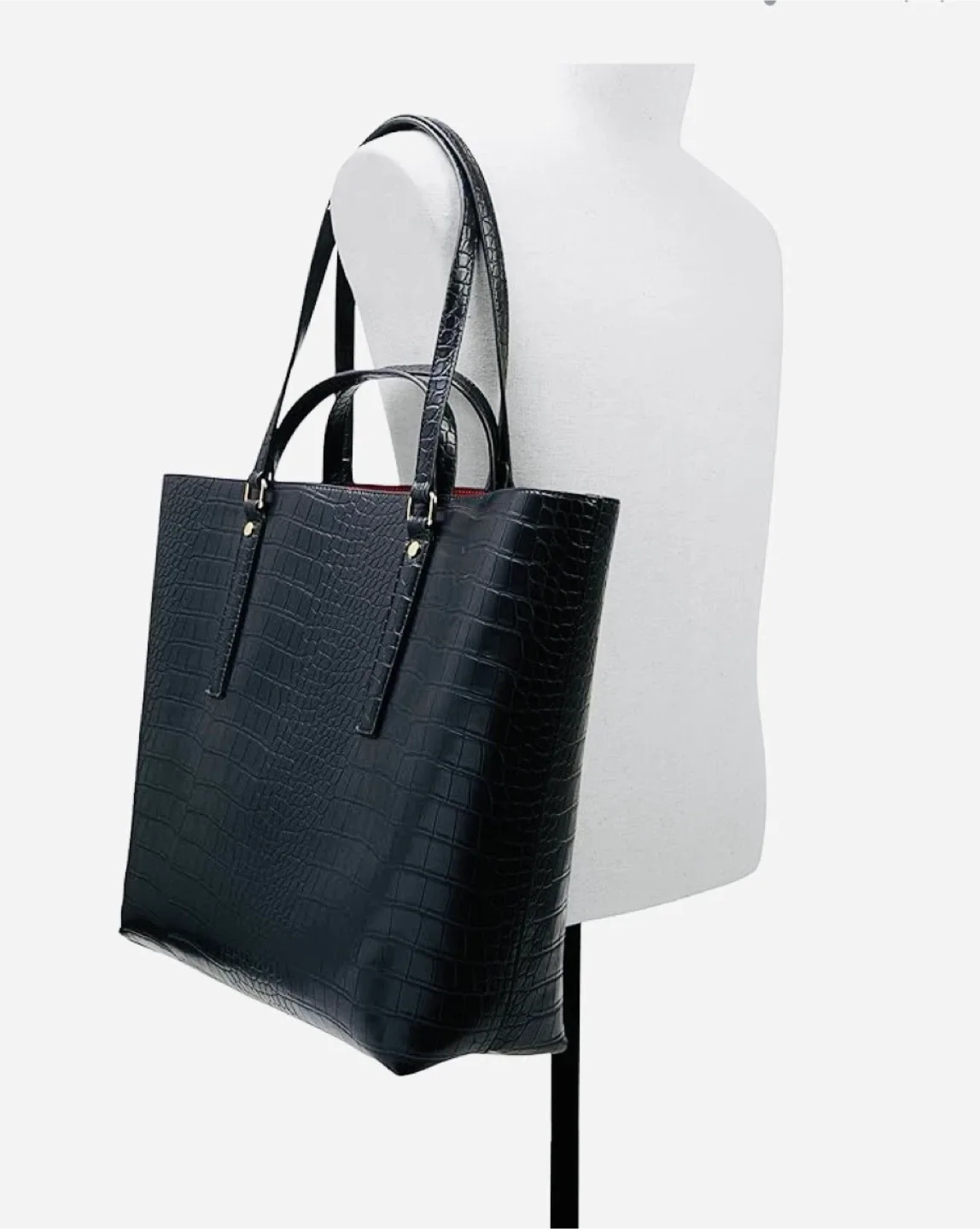 Aldo Black Croc reversible Tote Bag with Pouch ! thumbnail