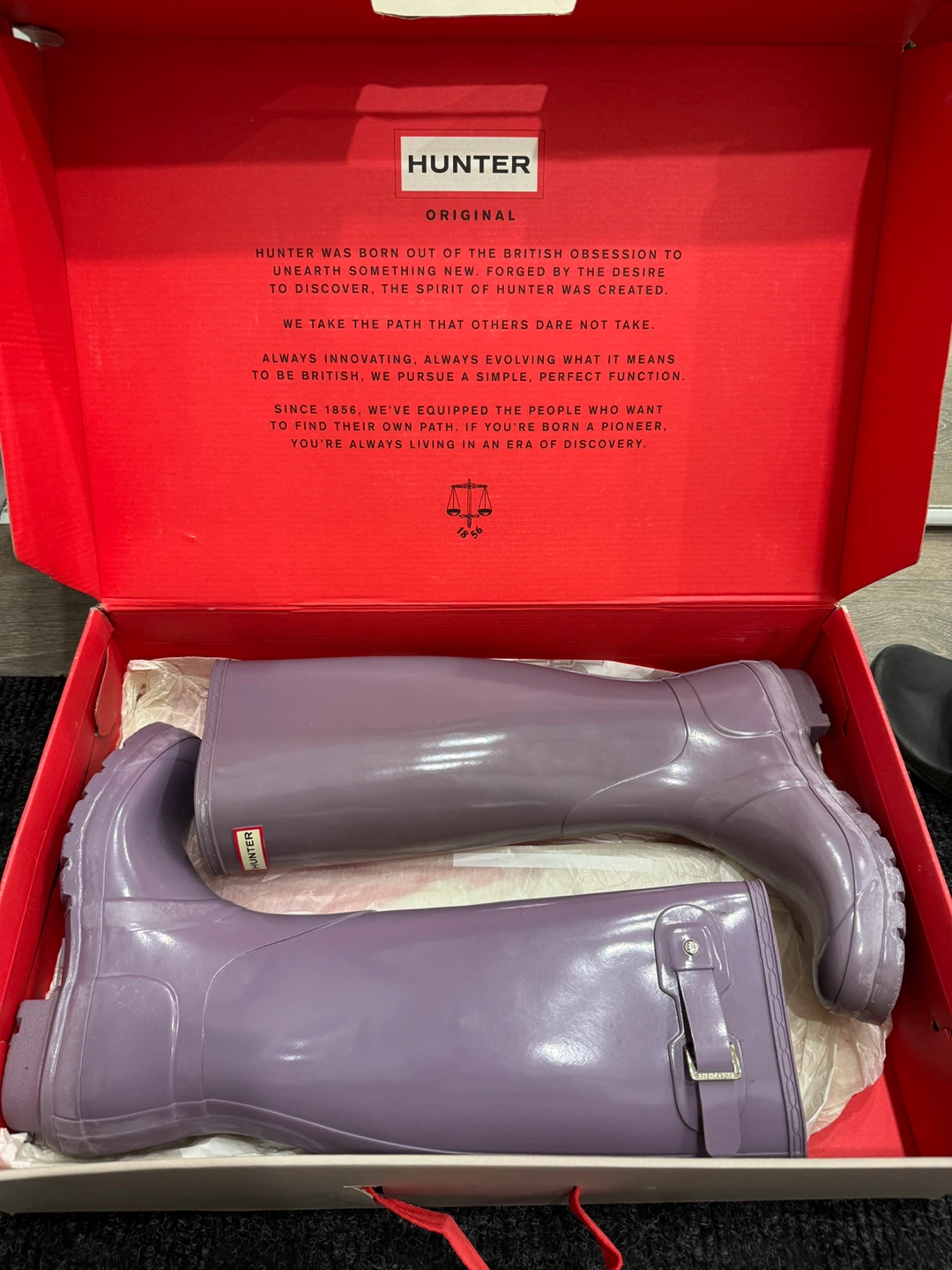 Hunter Original Tall Gloss Rain Boots - US 8, Thundercloud