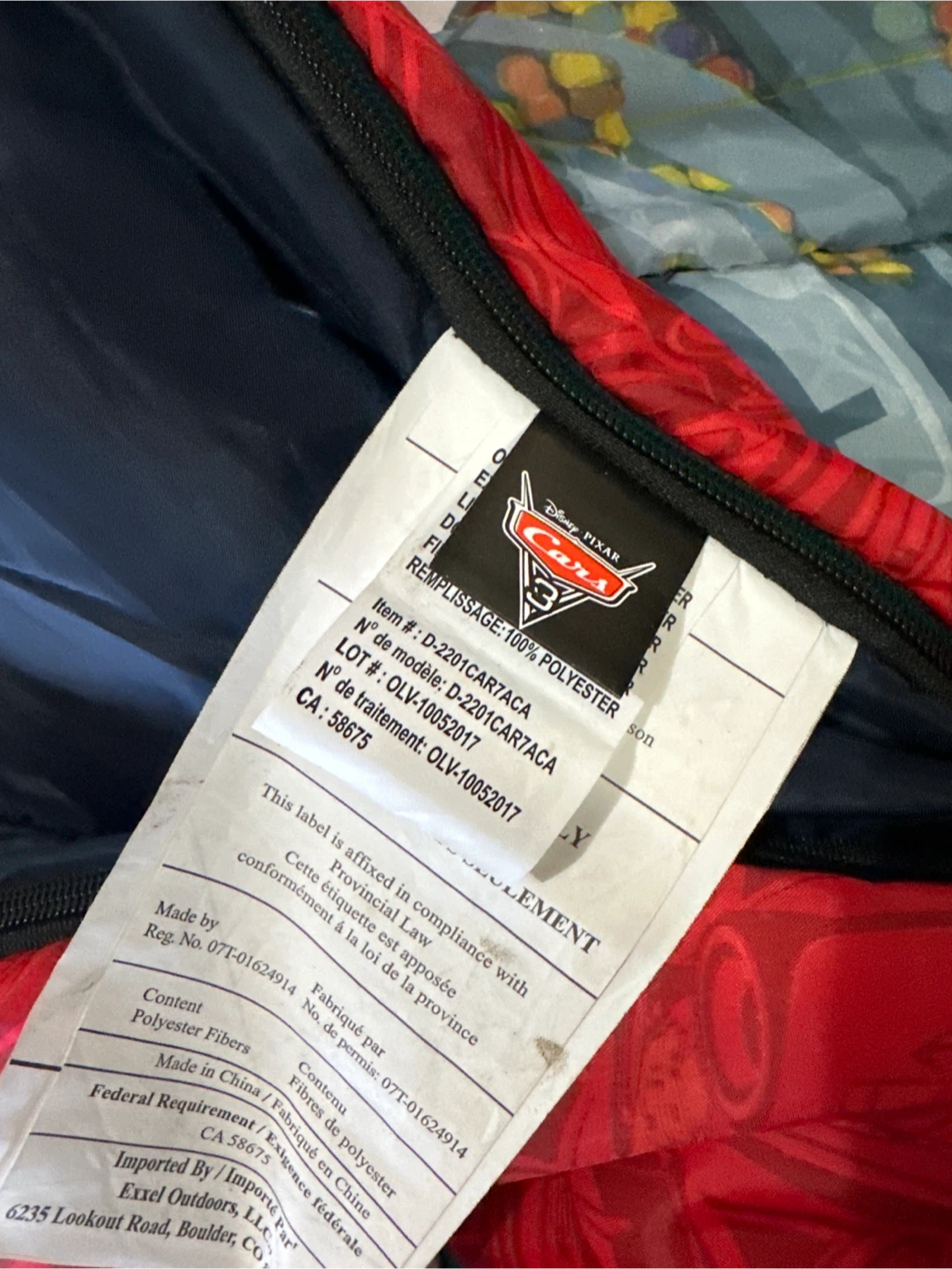 Disney Pixar Cars Sleeping Bag