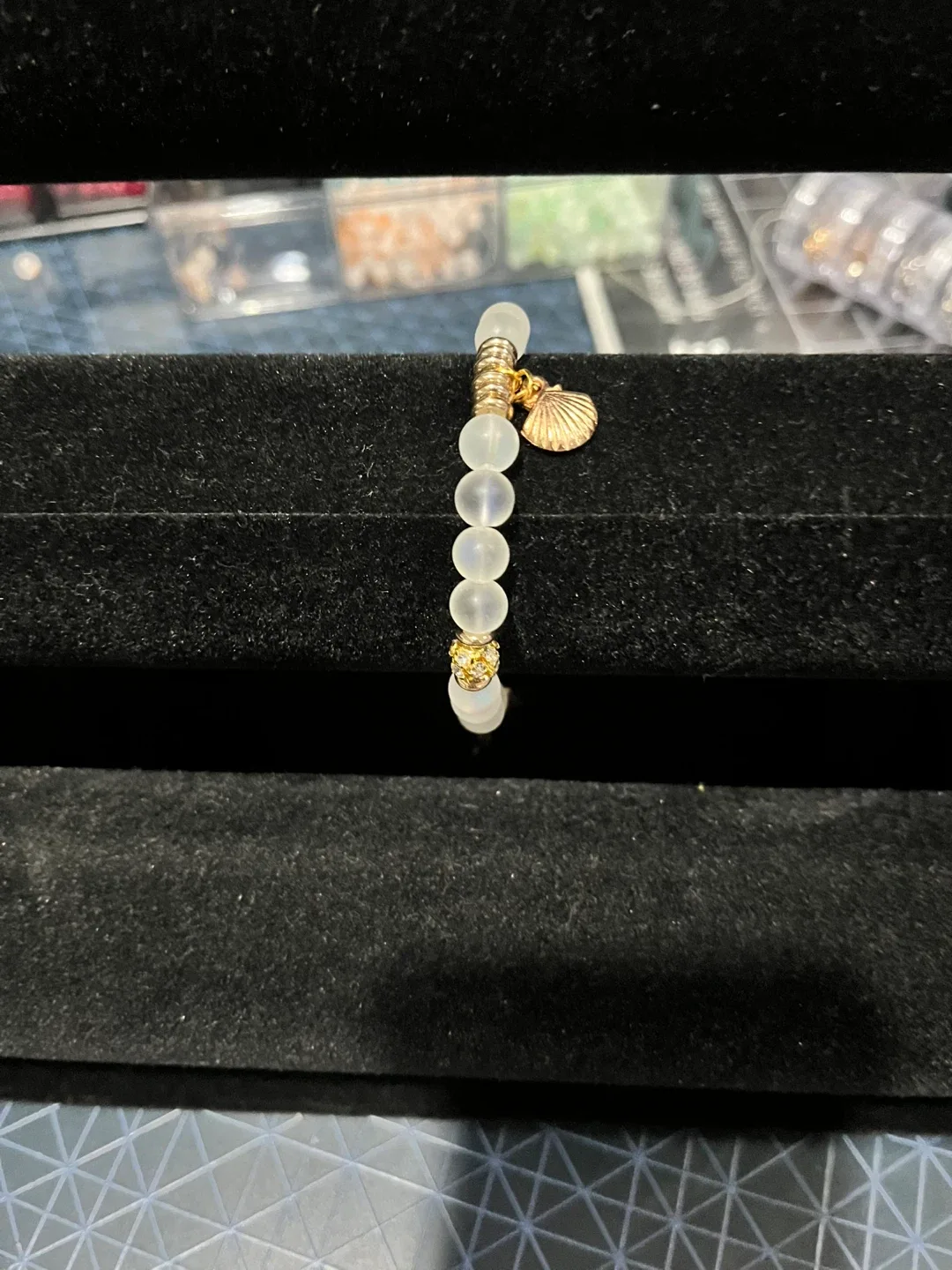 Beaded Bracelet with Dolphin & Shell Charms thumbnail