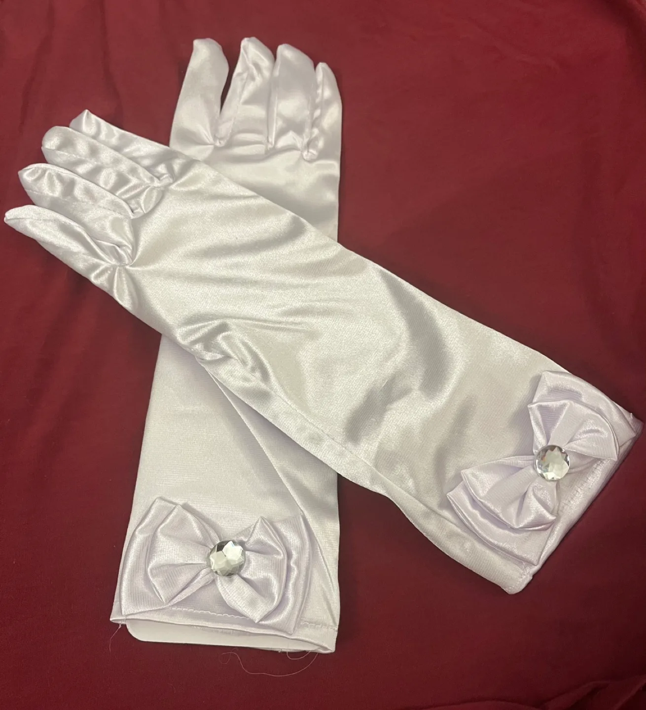 White Satin Gloves with Bows image indicator(5)