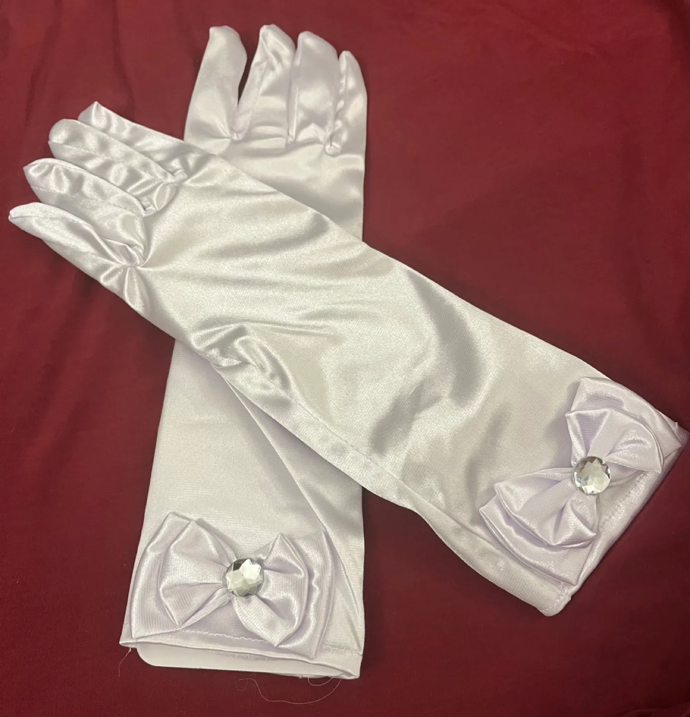 White Satin Gloves with Bows image indicator(6)