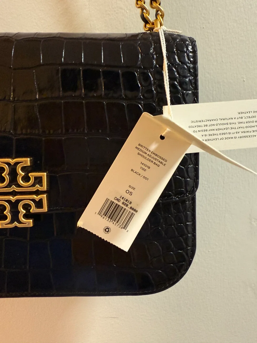 Tory Burch Black Croc Embossed Leather Bag image indicator(2)