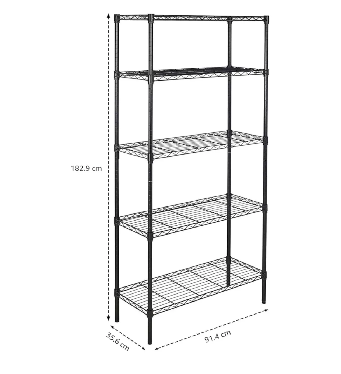 Amazon Basics 5-Shelf Adjustable Steel Wire Rack - Black thumbnail