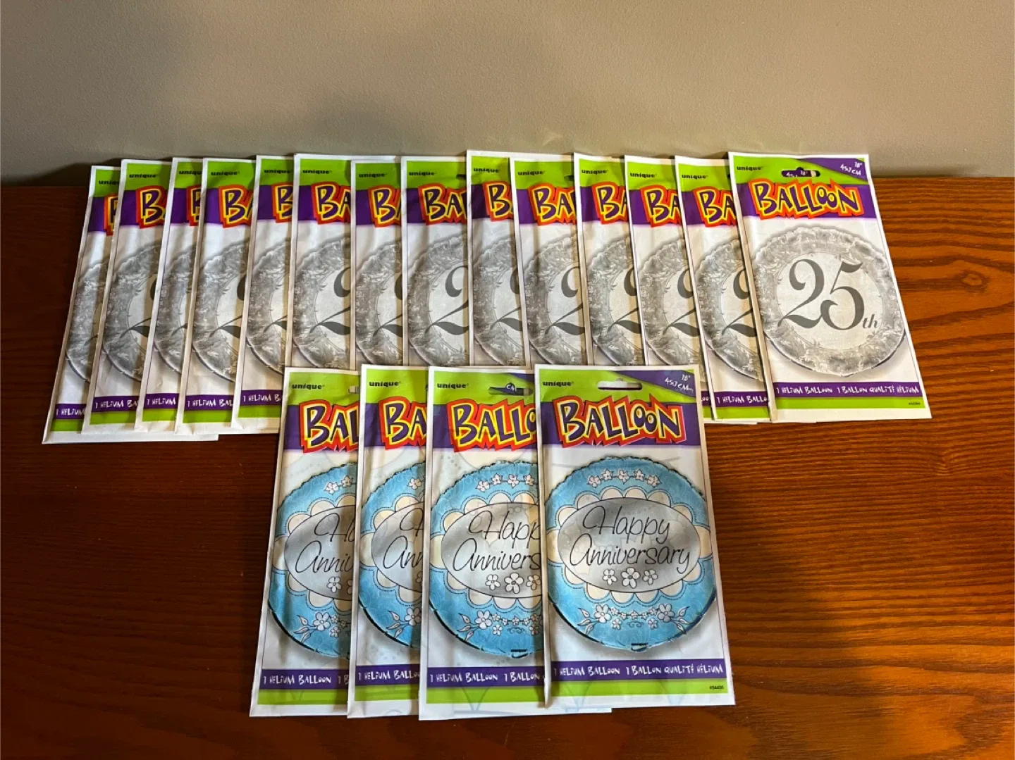 ASSORTED ANNIVERSARY 18” FOIL BALLOONS (18 balloons) thumbnail
