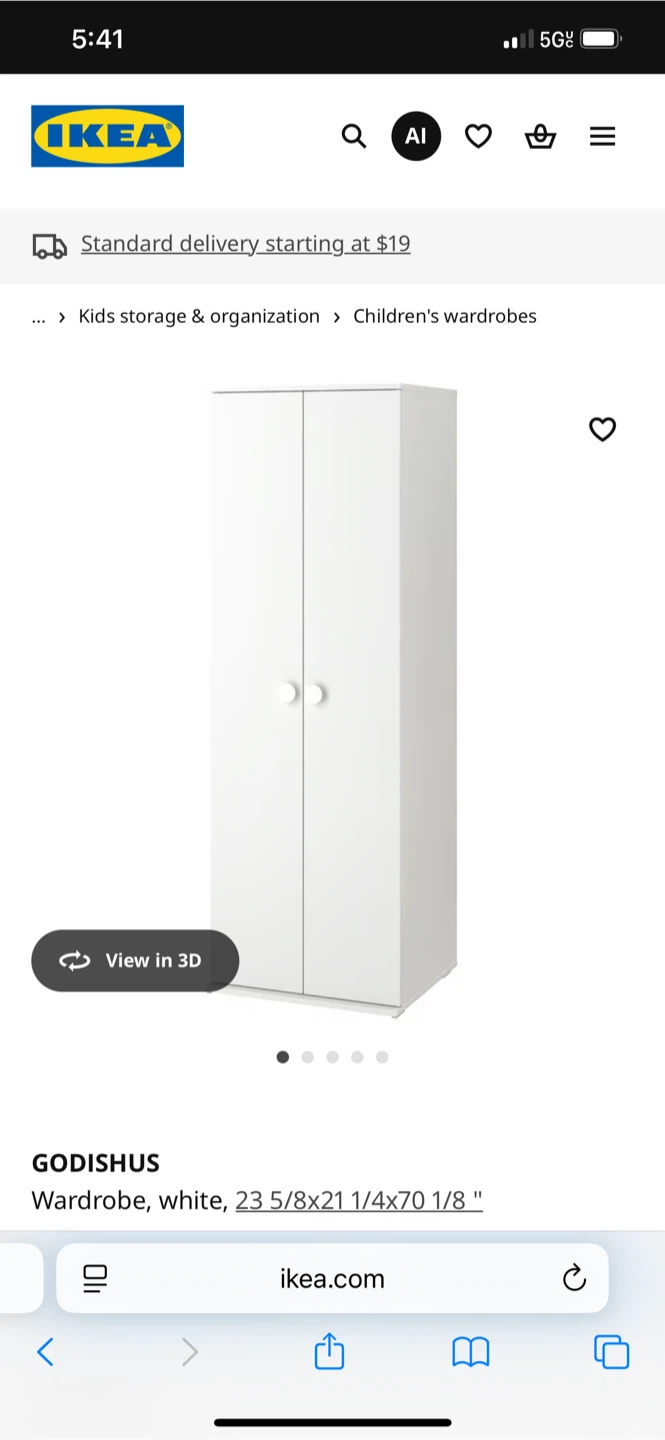 IKEA GODISHUS Wardrobe, White, 23 5/8x21 1/4x70 1/8 "