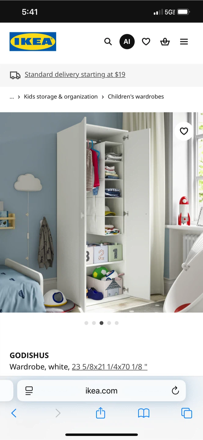 IKEA GODISHUS Wardrobe, White, 23 5/8x21 1/4x70 1/8 " - photo 3