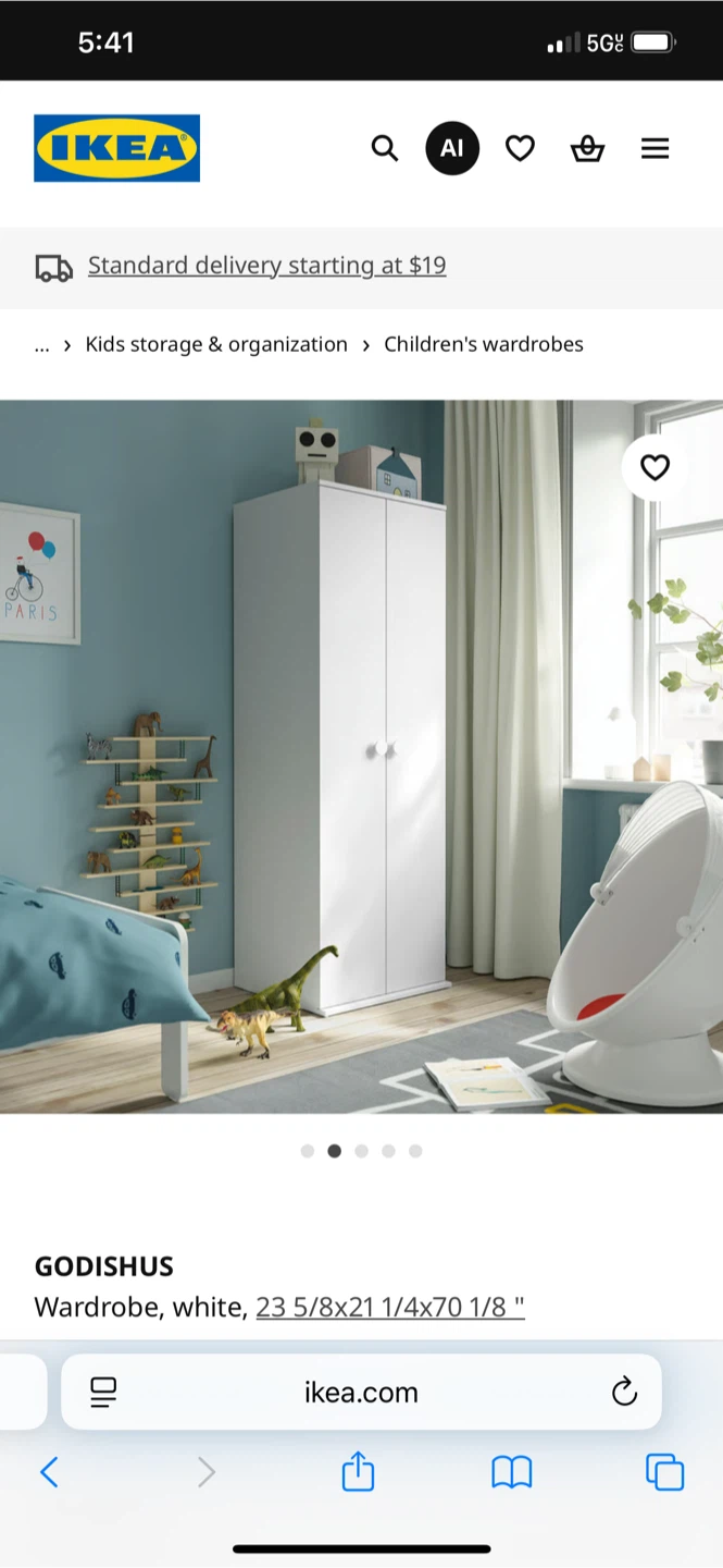IKEA GODISHUS Wardrobe, White, 23 5/8x21 1/4x70 1/8 " - photo 2