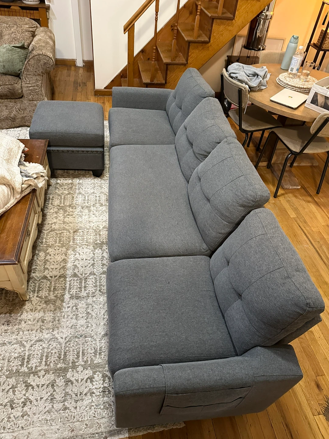 Gray Sectional Sofa with Ottoman - 101.6" Wide - photo 5