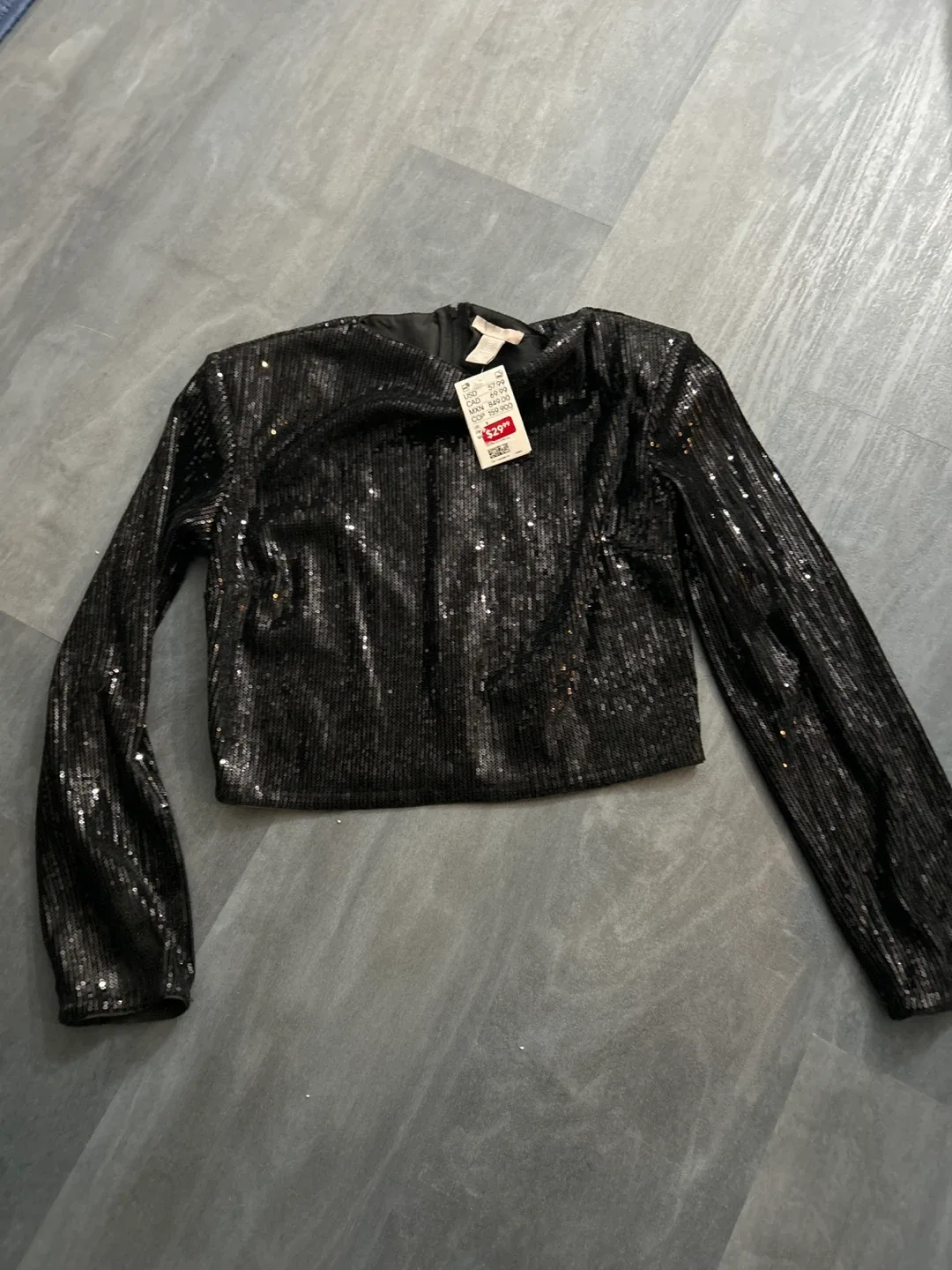 H&M Black Sequin Top - Size S image indicator(4)