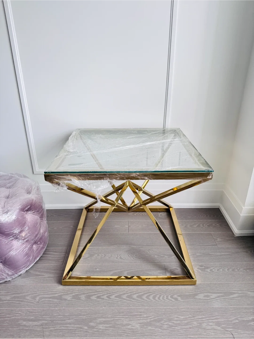 Side Table Roger - Gold Finish, Glass Top image indicator(2)