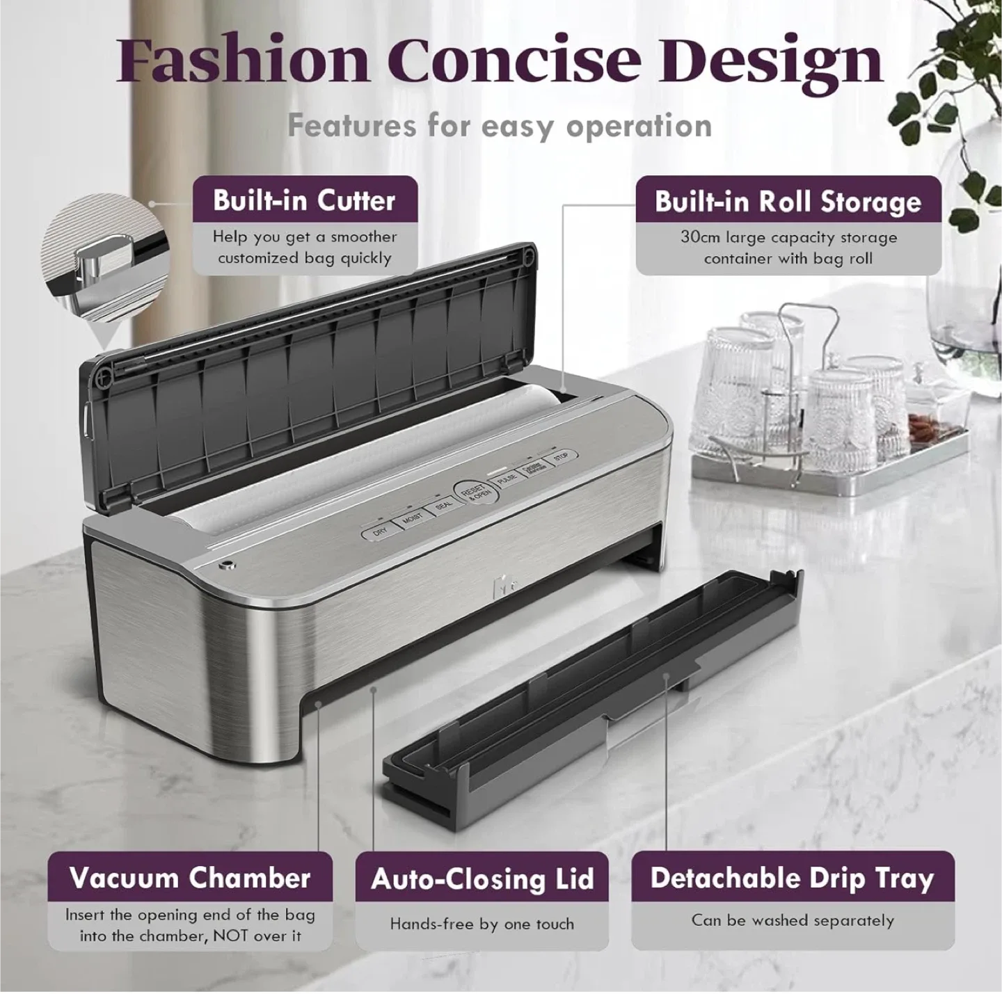 Mesliese Vacuum Sealer Machine, 85kPa 120W Automatic Food Sealer image indicator(7)