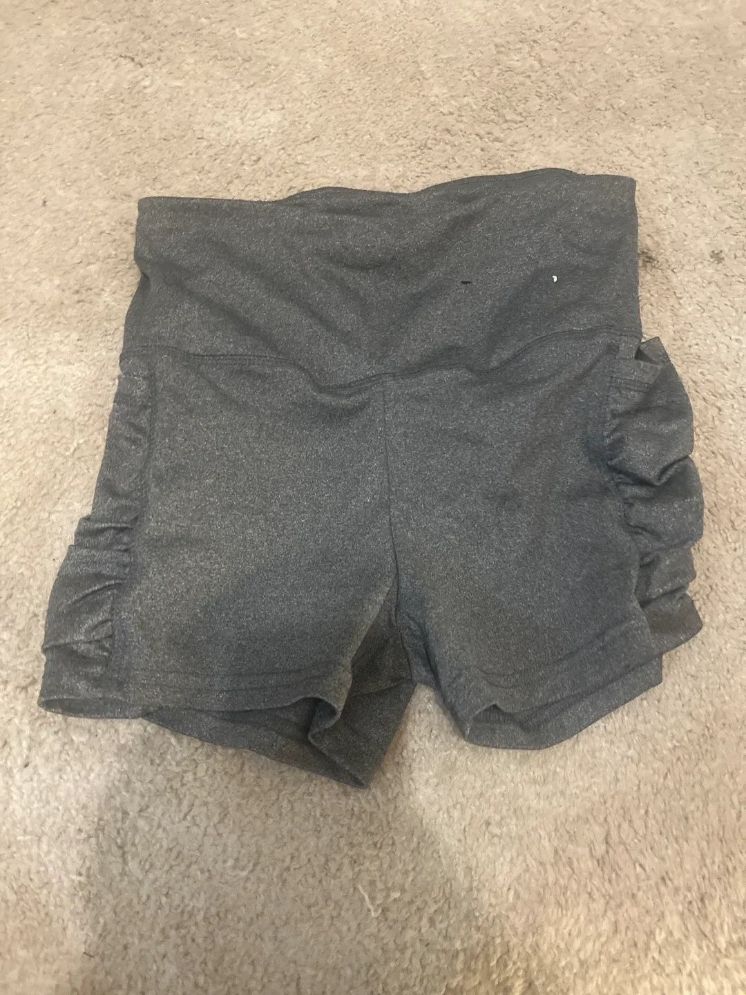 Grey Athletic Shorts with Ruffle Detail thumbnail
