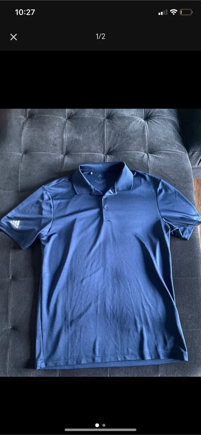 Adidas Blue Polo Shirt - Size Medium thumbnail