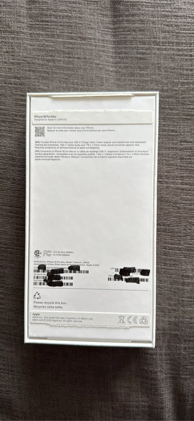 Empty box iPhone 16 Pro Max Desert Titanium image indicator(2)