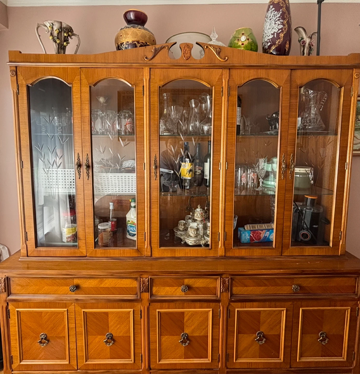 Vintage Wooden China Cabinet
