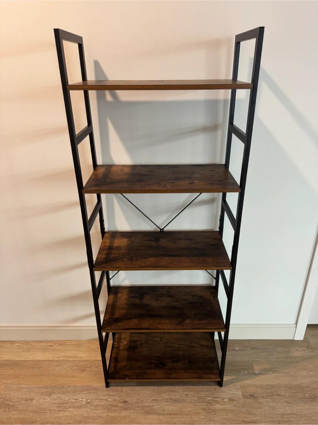 5-Tier Ladder Shelf Bookcase - Brown/Black