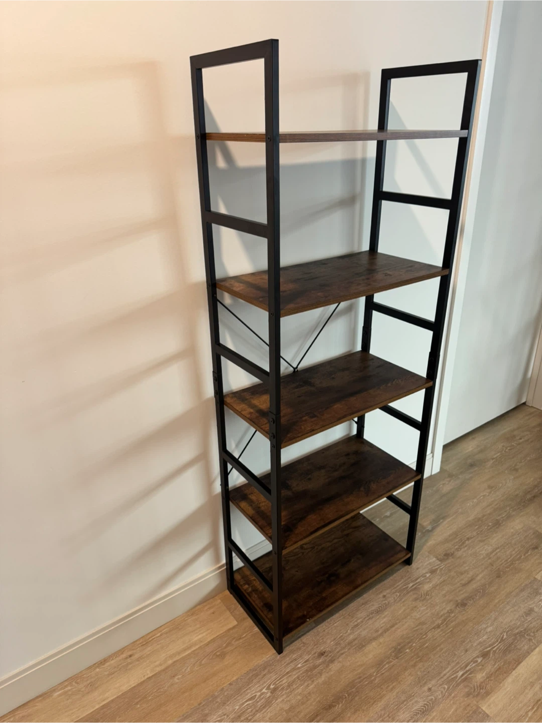 5-Tier Ladder Shelf Bookcase - Brown/Black - photo 2
