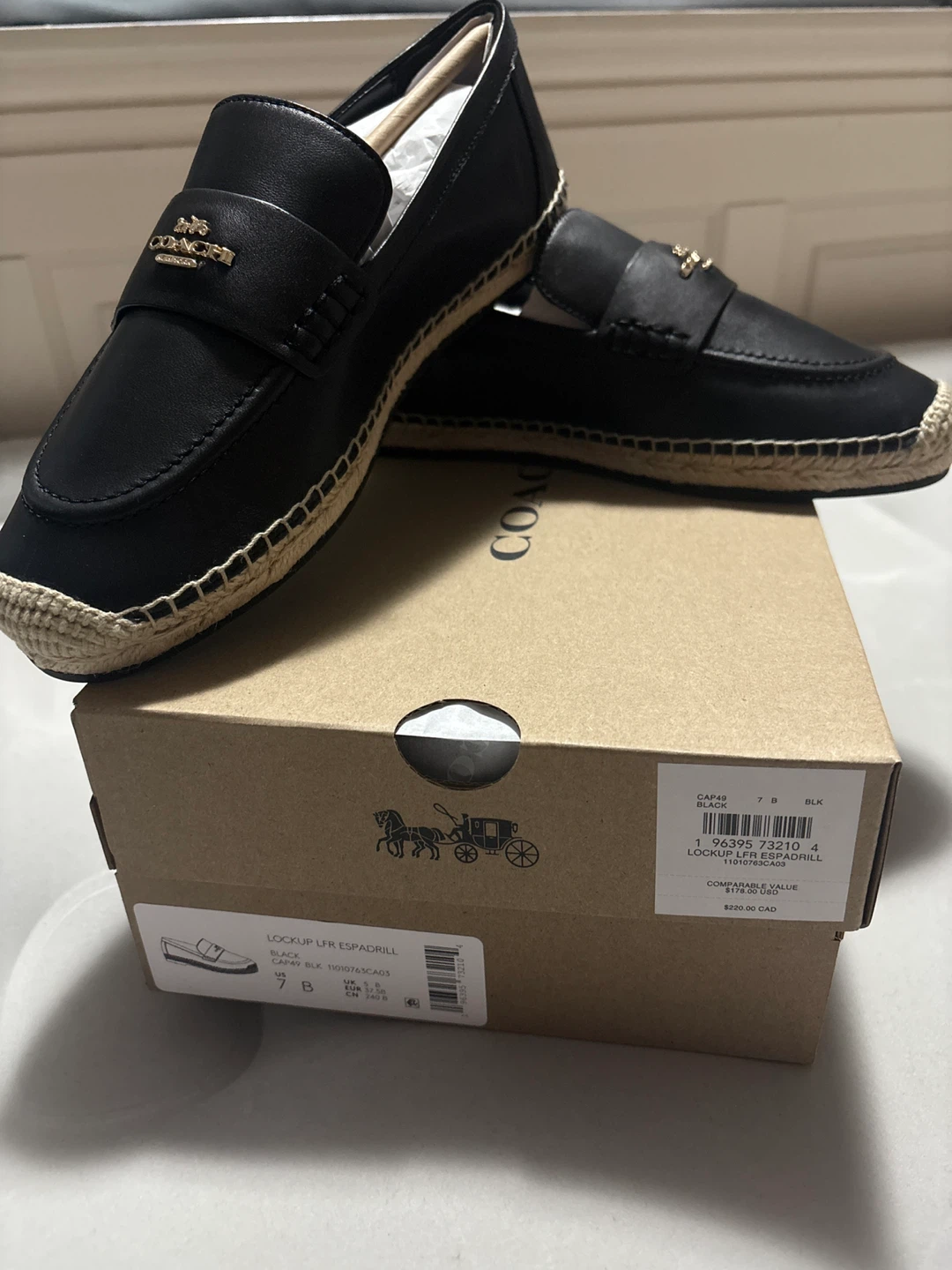 Coach Lockup LFR Espadrill, Size 7B, Black