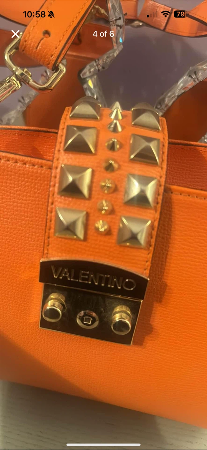 Valentino Orange Leather Studded Crossbody Bag - photo 4