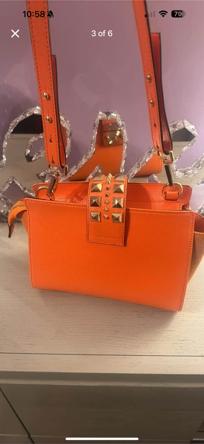 Valentino Orange Leather Studded Crossbody Bag - photo 3