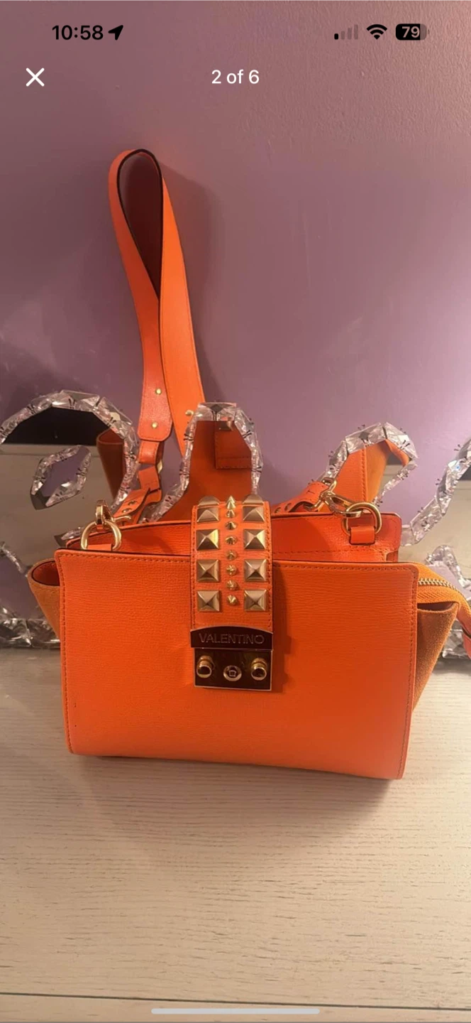 Valentino Orange Leather Studded Crossbody Bag - photo 2