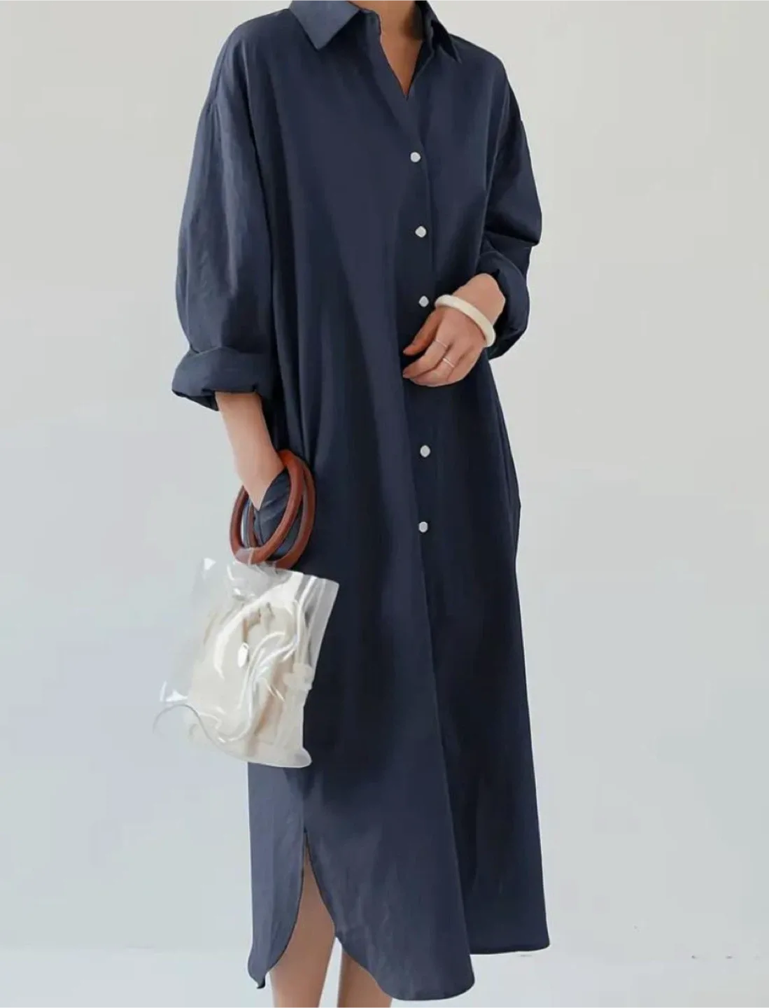 Everyday Navy Blue Shirt Dress M-L thumbnail