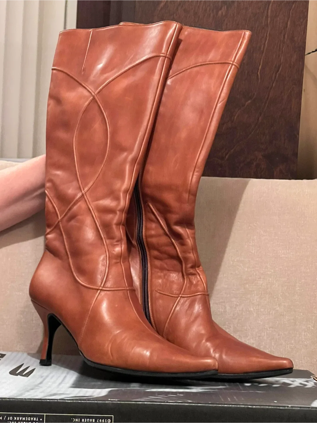 Brown Leather Knee High Boots - Size 36 EU or Size 5.5 to 6 US thumbnail