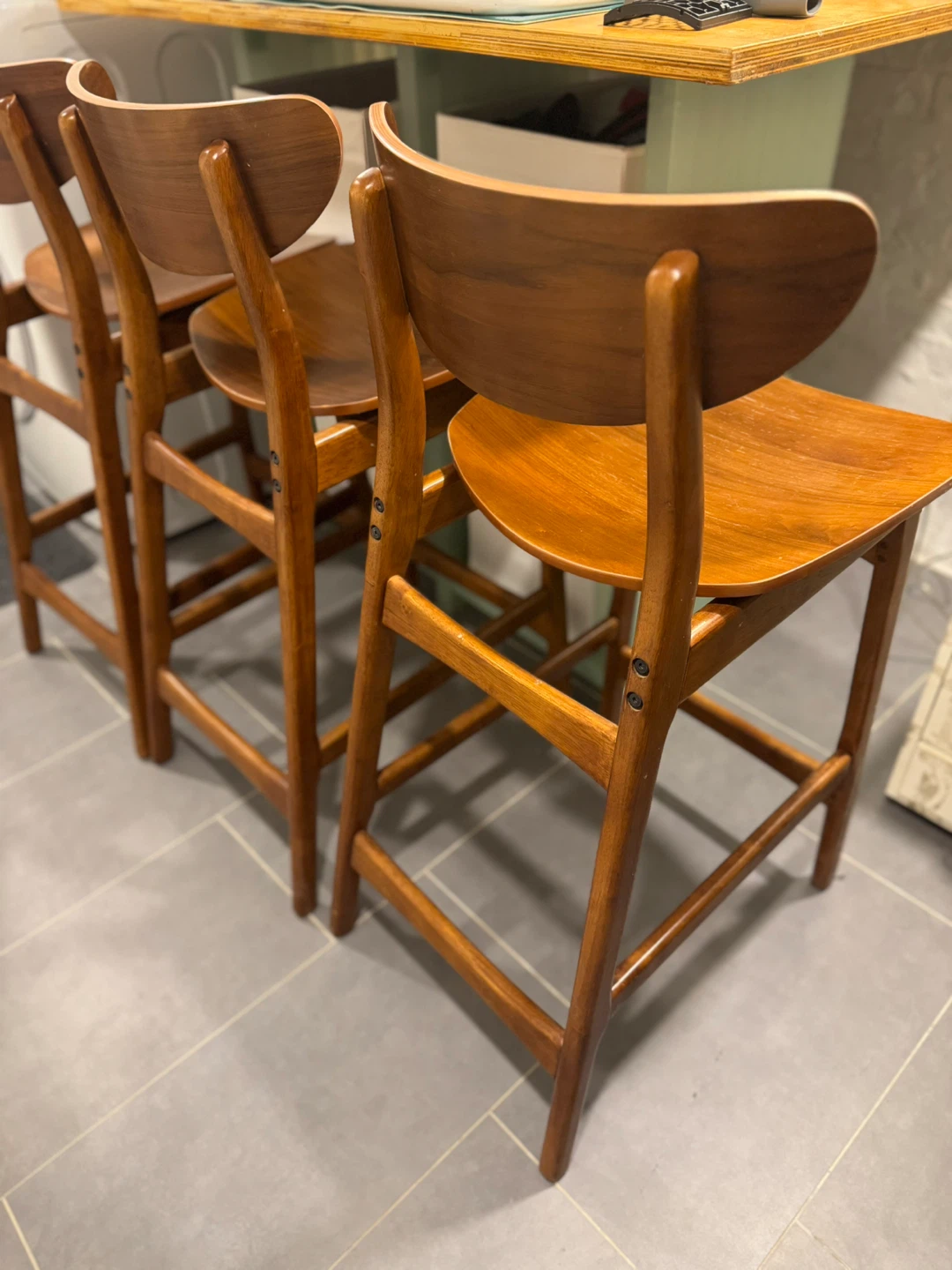 West elm Wooden Bar Stools - Set of 3