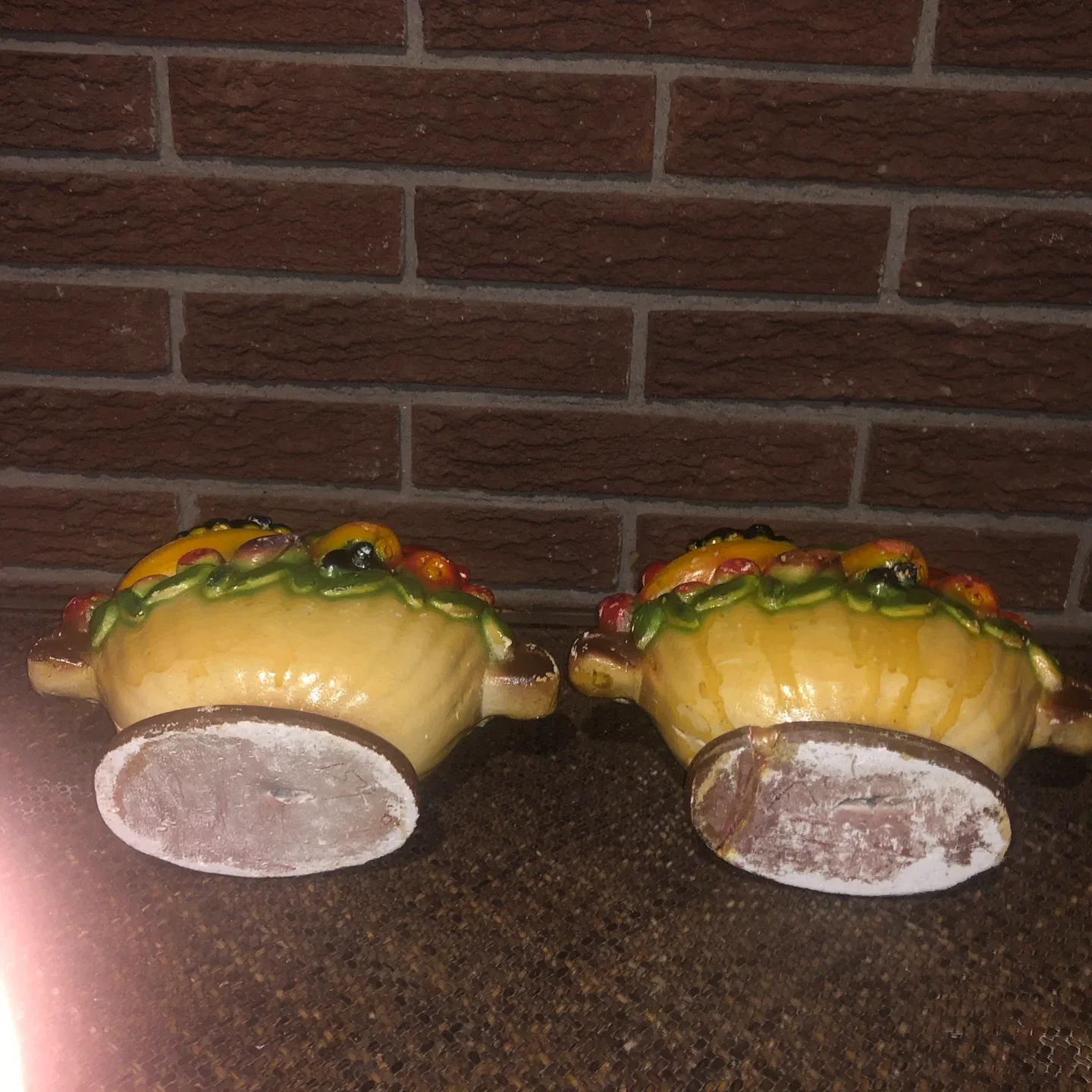 Vintage Chalkware Fruit Basket Ceramic Decor image indicator(6)