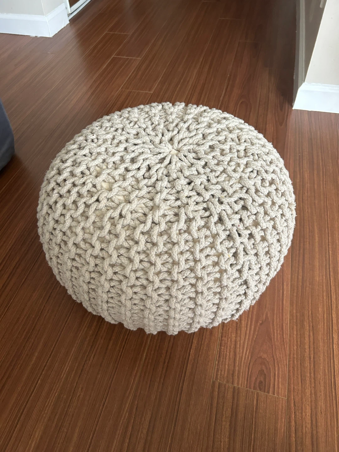 Mega Knit cotton Pouf - Neutral Colour