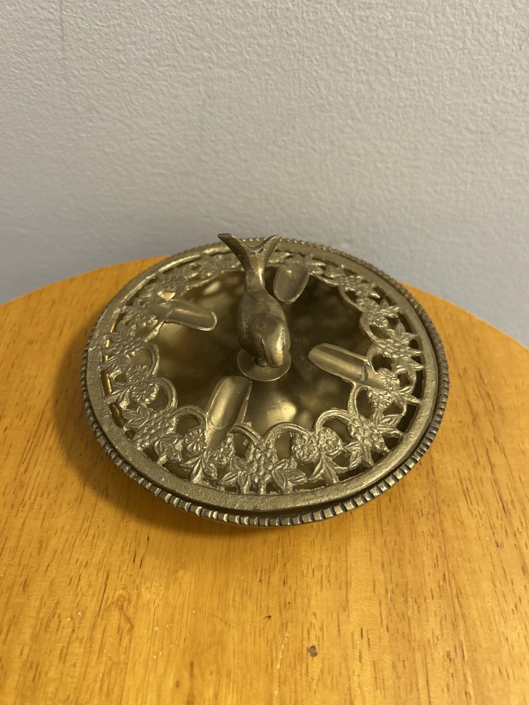 Vintage Brass Ashtray with Bird