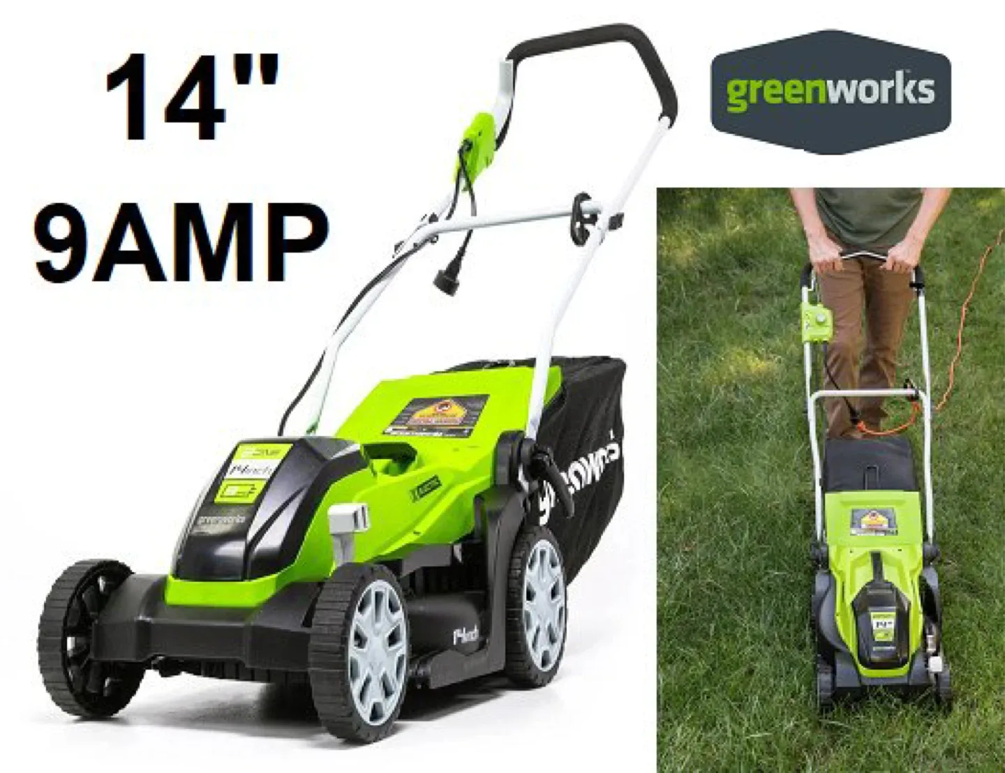 Greenworks 14-Inch 9 Amp Corded Lawn Mower thumbnail