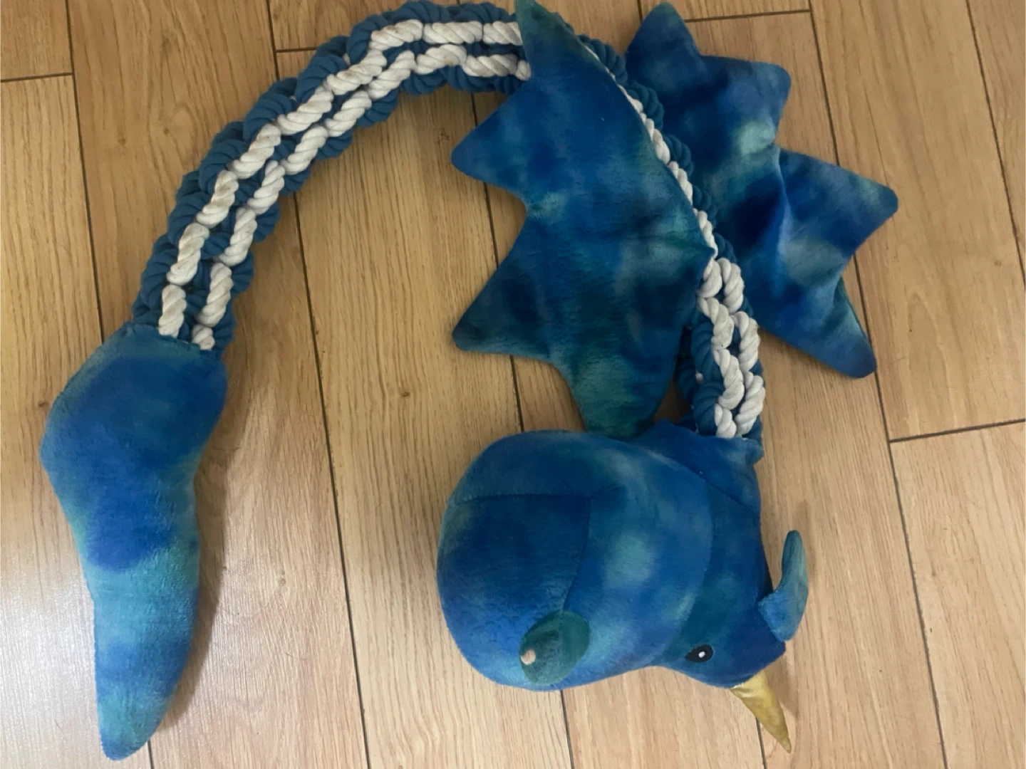 Blue Plush Narwhal Dog Toy with Rope - photo 4
