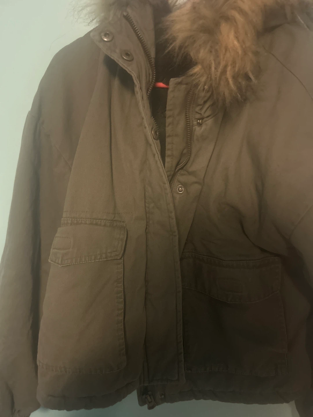 Aeropostale Olive Green Fur Hooded Jacket - photo 3