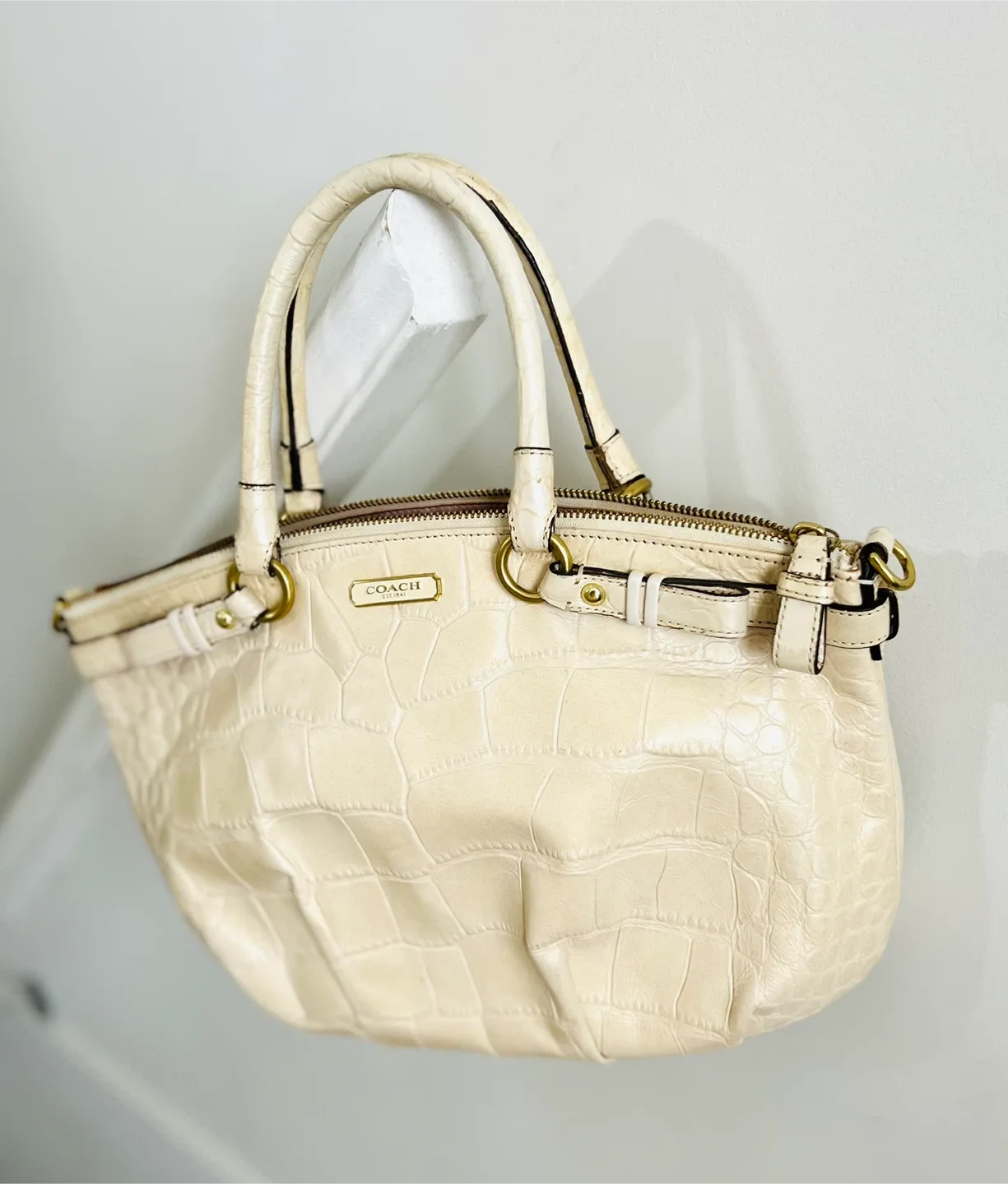 Coach Croc Print Leather Satchel thumbnail