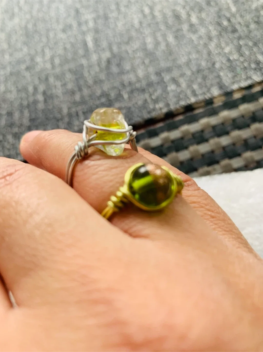 NEW Handcrafted size 8 Wired Ring (resin/glass bead) image indicator(6)